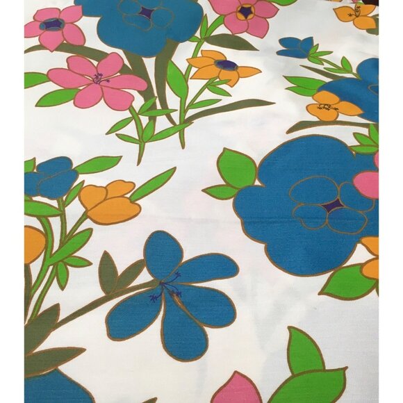 5th Avenue Designs Fabric Flower Power Fabric Large Print Turquoise Pink 8 Yd - Picture 3 of 10